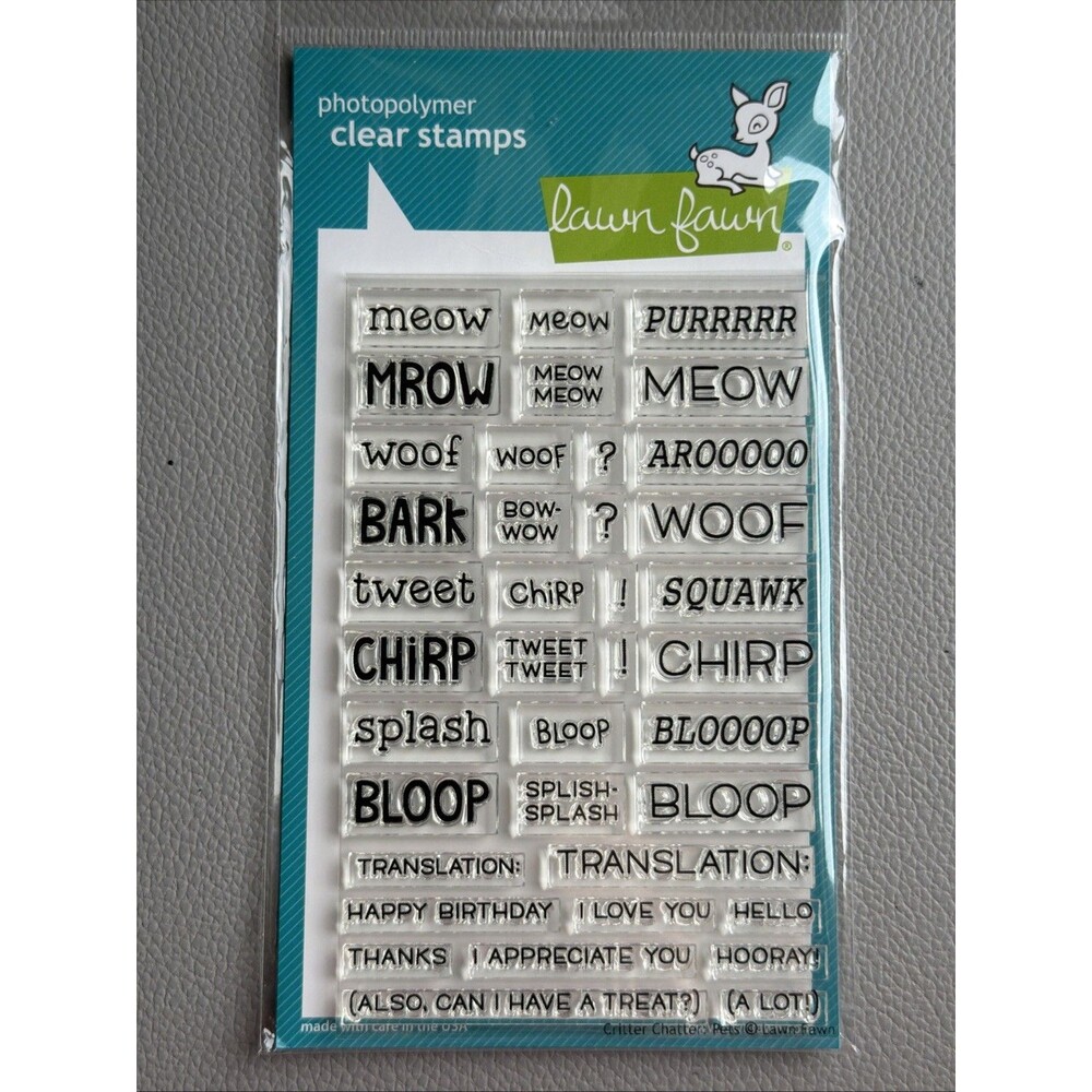 Lawn Fawn CRITTER CHATTER: PETS Clear Photopolymer Stamps Set Cat Dog bird